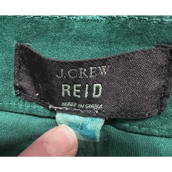 J Crew Womens 25 Straight Leg Pants Garment Dyed Stretch Velvet Emerald Green - Picture 4 of 4